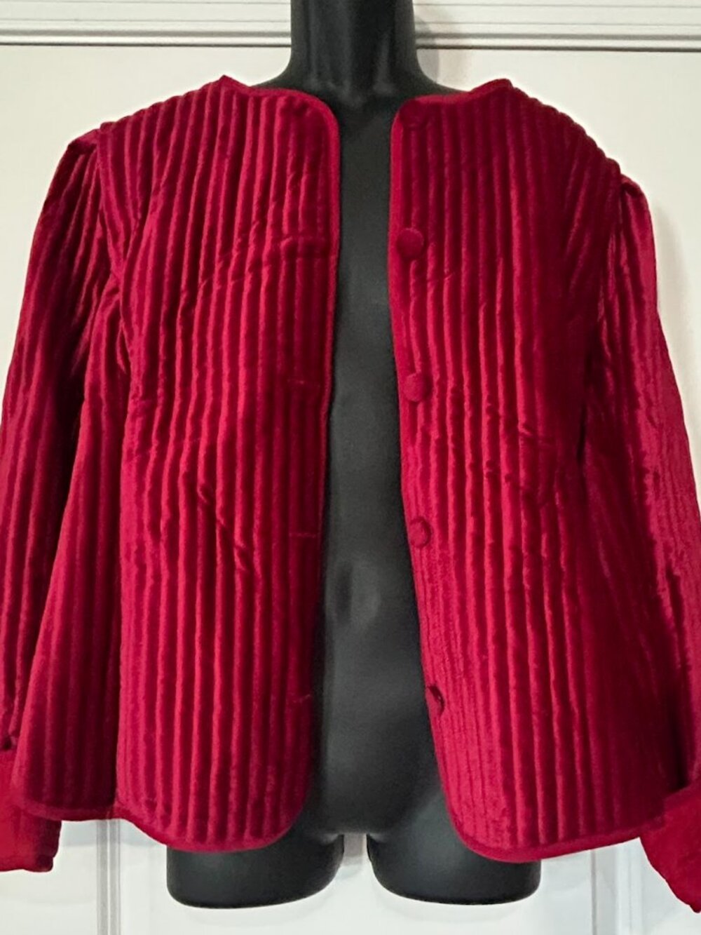 Locachy Women's Vintage Crew Neck Quilted Padded Jacket Large